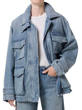 $598 NWOT Agolde “Aubrey” Utility Denim Jacket in Conclusion Sz Large